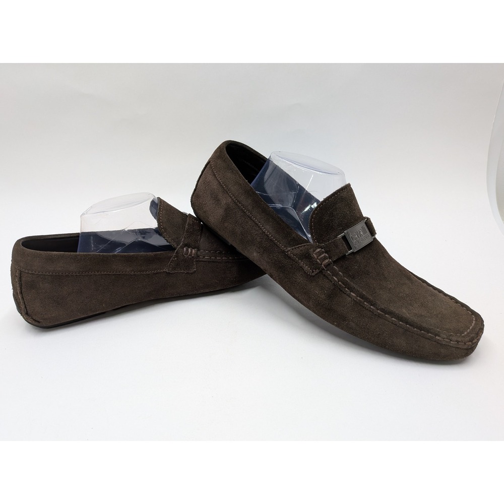 Cavalli Class Mens Suede Driving Loafers Dark Brown Slip On Shoes Size 44
